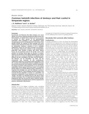 Common Helminth Infections of Donkeys and Their Control in Temperate Regions J