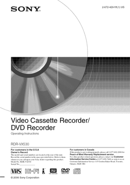SON Video Cassette Recorder/ DVD Recorder