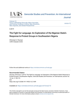 An Exploration of the Nigerian State's Response to Protest Groups In