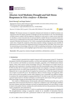 Abscisic Acid Mediates Drought and Salt Stress Responses in Vitis Vinifera—A Review