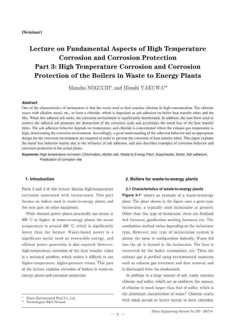 High Temperature Corrosion and Corrosion Protection Part 3: High Temperature Corrosion and Corrosion Protection of the Boilers in Waste to Energy Plants
