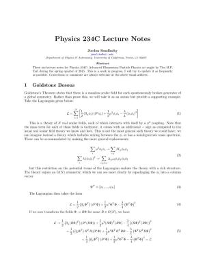 Physics 234C Lecture Notes