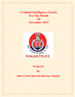 Criminal Intelligence Gazette for the Month of November 2019
