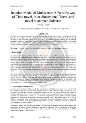 Junction Model of Multiverse: a Possible Way of Time Travel, Inter-Dimensional Travel and Travel to Another Universe