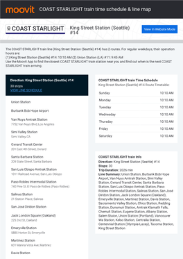 COAST STARLIGHT Train Time Schedule & Line Route