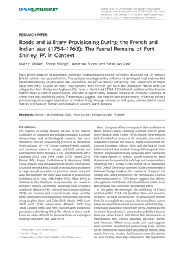 Roads and Military Provisioning During the French and Indian War (1754–1763): the Faunal Remains of Fort Shirley, PA in Context