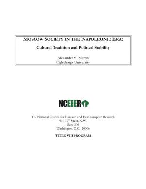 Moscow Society in the Napoleonic Era