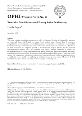 Towards a Multidimensional Poverty Index for Germany