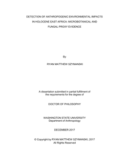 Detection of Anthropogenic Environmental Impacts in Holocene East Africa: Microbotanical and Fungal Proxy Evidence