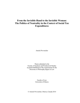 The Politics of Neutrality in the Context of Social Tax Expenditures