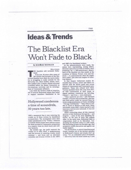 The Blacklist Era Won't Fade to Black and 1960'S by Blacklisted Writers