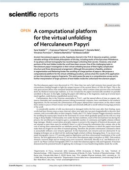 A Computational Platform for the Virtual Unfolding of Herculaneum Papyri