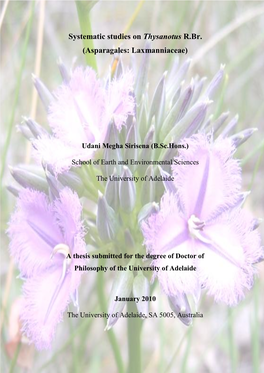 Systematic Studies on Thysanotus R.Br. (Asparagales: Laxmanniaceae)