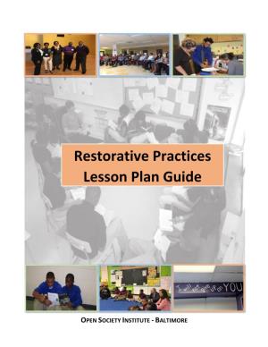 Restorative Practices Lesson Plan Guide