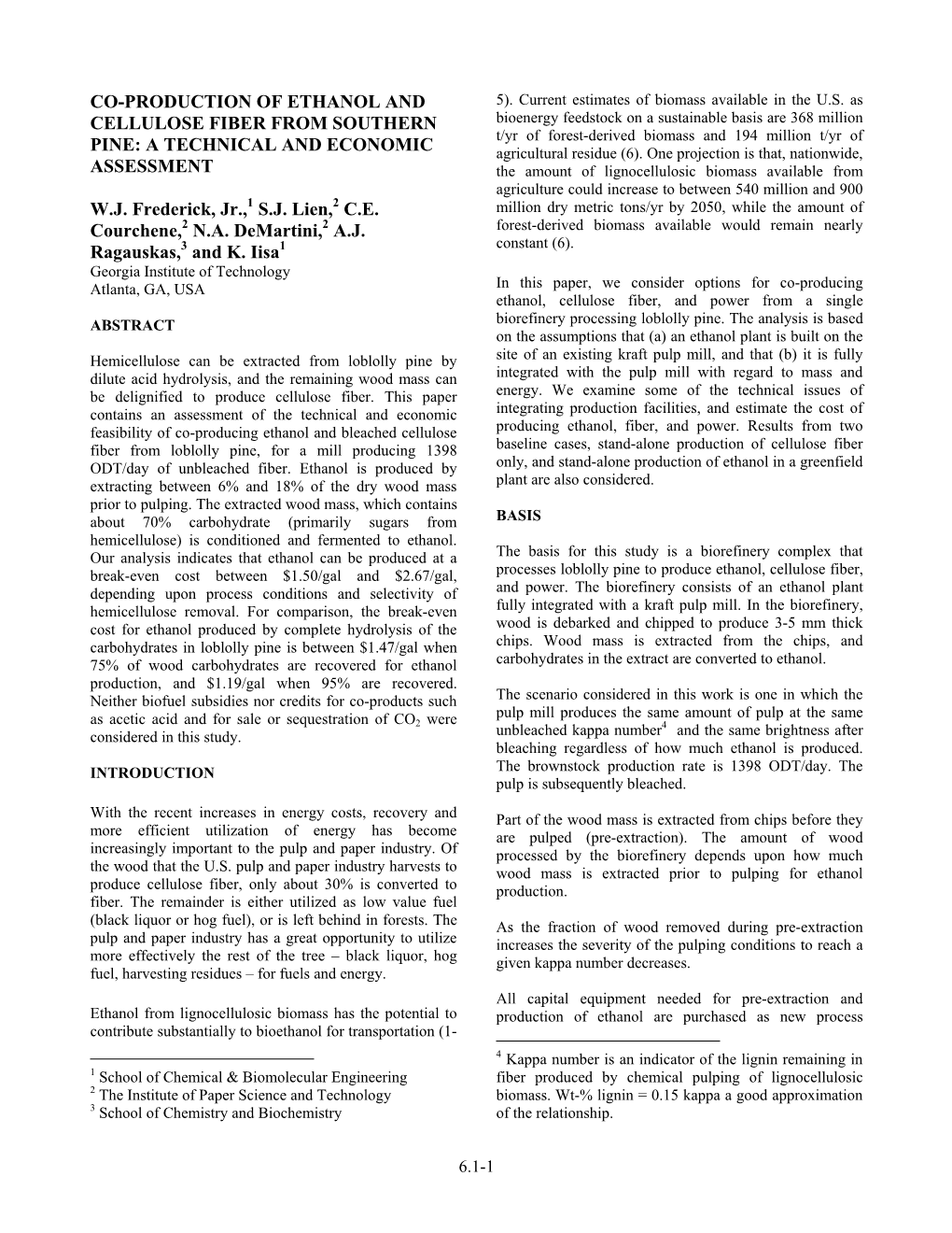 Co-Production of Ethanol and Cellulose Fiber From