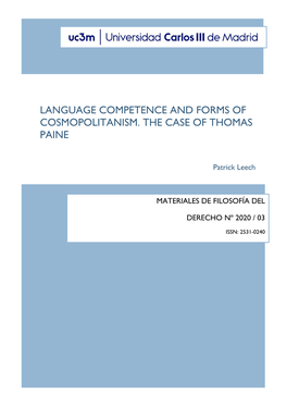 Language Competence and Forms of Cosmopolitanism. the Case of Thomas Paine