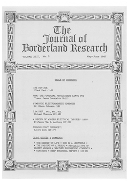 Journal of Borderland Research V43 N3 May-Jun 1987