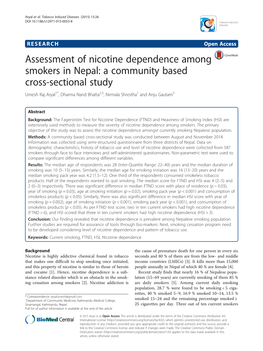Assessment of Nicotine Dependence Among Smokers in Nepal