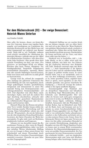 Vor Dem Bücherschrank (XI) – Der Ewige Denunziant: Heinrich Manns Untertan Von Günther Scholdt