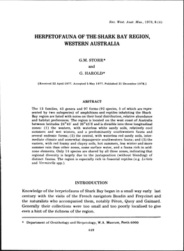 HERPETOFAUNA of the SHARK BAY REGION, WESTERN AUSTRALIA Download 1.45 MB