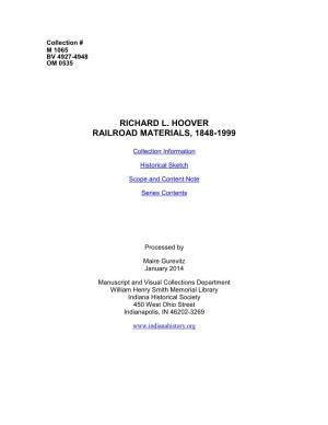Richard L. Hoover Railroad Materials, 1848-1999
