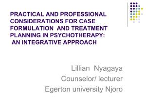 Case Formulation and Treatment Planning in Psychotherapy: an Integrative Approach