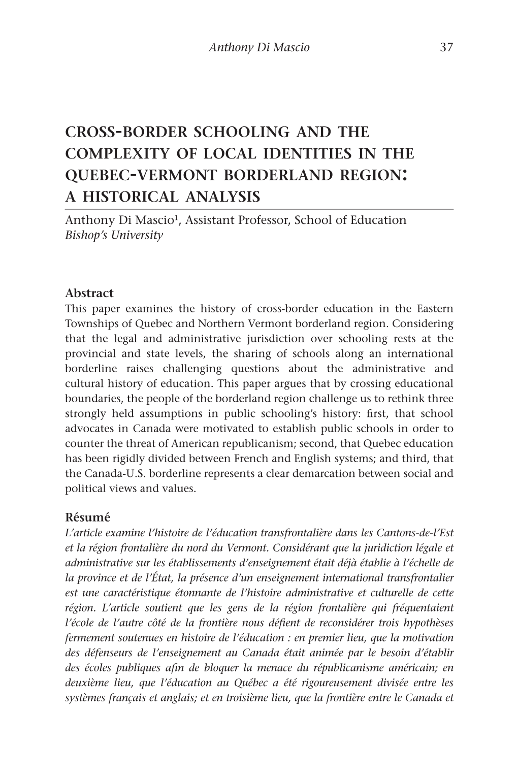 Cross-Border Schooling and the Complexity of Local Identities in The