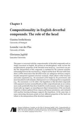 Compositionality in English Deverbal Compounds