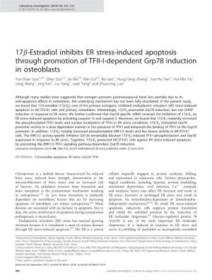 Estradiol Inhibits ER Stress-Induced Apoptosis Through