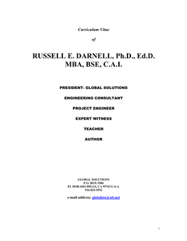 RUSSELL E. DARNELL, Ph.D., Ed.D. MBA, BSE, C.A.I