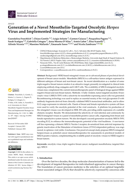 Generation of a Novel Mesothelin-Targeted Oncolytic Herpes Virus and Implemented Strategies for Manufacturing