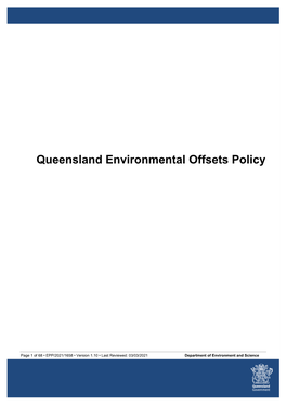 Queensland Environmental Offsets Policy Version 1.10