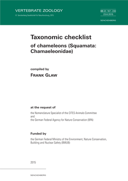 Taxonomic Checklist of Chameleons (Squamata: Chamaeleonidae)