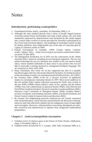 Introduction: Performing Cosmopolitics Chapter 1 (Anti-)Cosmopolitan