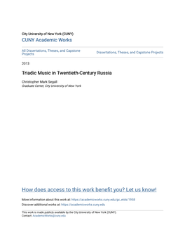 Triadic Music in Twentieth-Century Russia