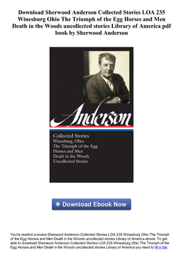 Download Sherwood Anderson Collected Stories LOA 235