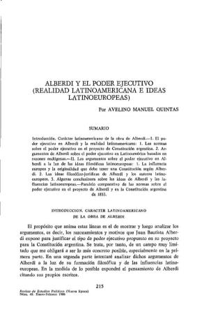 Alberdi Y El Poder Ejecutivo (Realidad Latinoamericana E Ideas Latinoeuropeas)