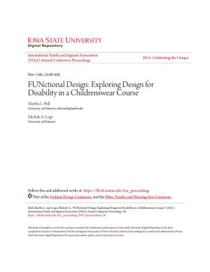Functional Design: Exploring Design for Disability in a Childrenswear Course Martha L