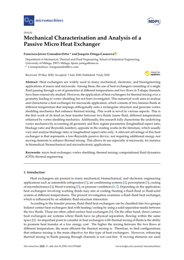 Mechanical Characterisation and Analysis of a Passive Micro Heat Exchanger