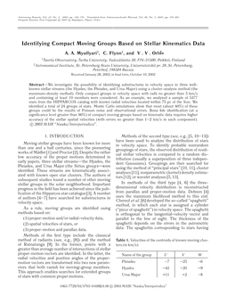 Identifying Compact Moving Groups Based on Stellar Kinematics Data A