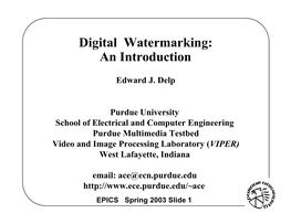 Digital Watermarking: an Introduction