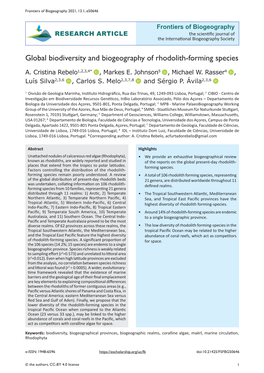 Global Biodiversity and Biogeography of Rhodolith-Forming Species