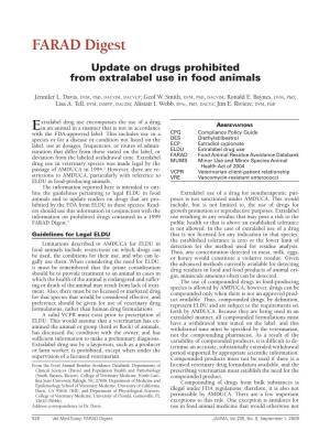Update on on Drugs Prohibited from Extralabel Use In