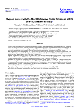 Cygnus Survey with the Giant Metrewave Radio Telescope at 325 and 610 Mhz: the Catalog? P