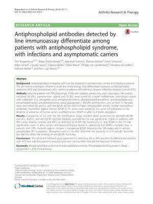 Antiphospholipid Antibodies Detected by Line Immunoassay Differentiate