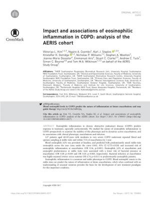 Impact and Associations of Eosinophilic Inflammation in COPD: Analysis of the AERIS Cohort
