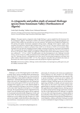 A Cytogenetic and Pollen Study of Annual Medicago Species from Soummam Valley (Northeastern of Algeria)