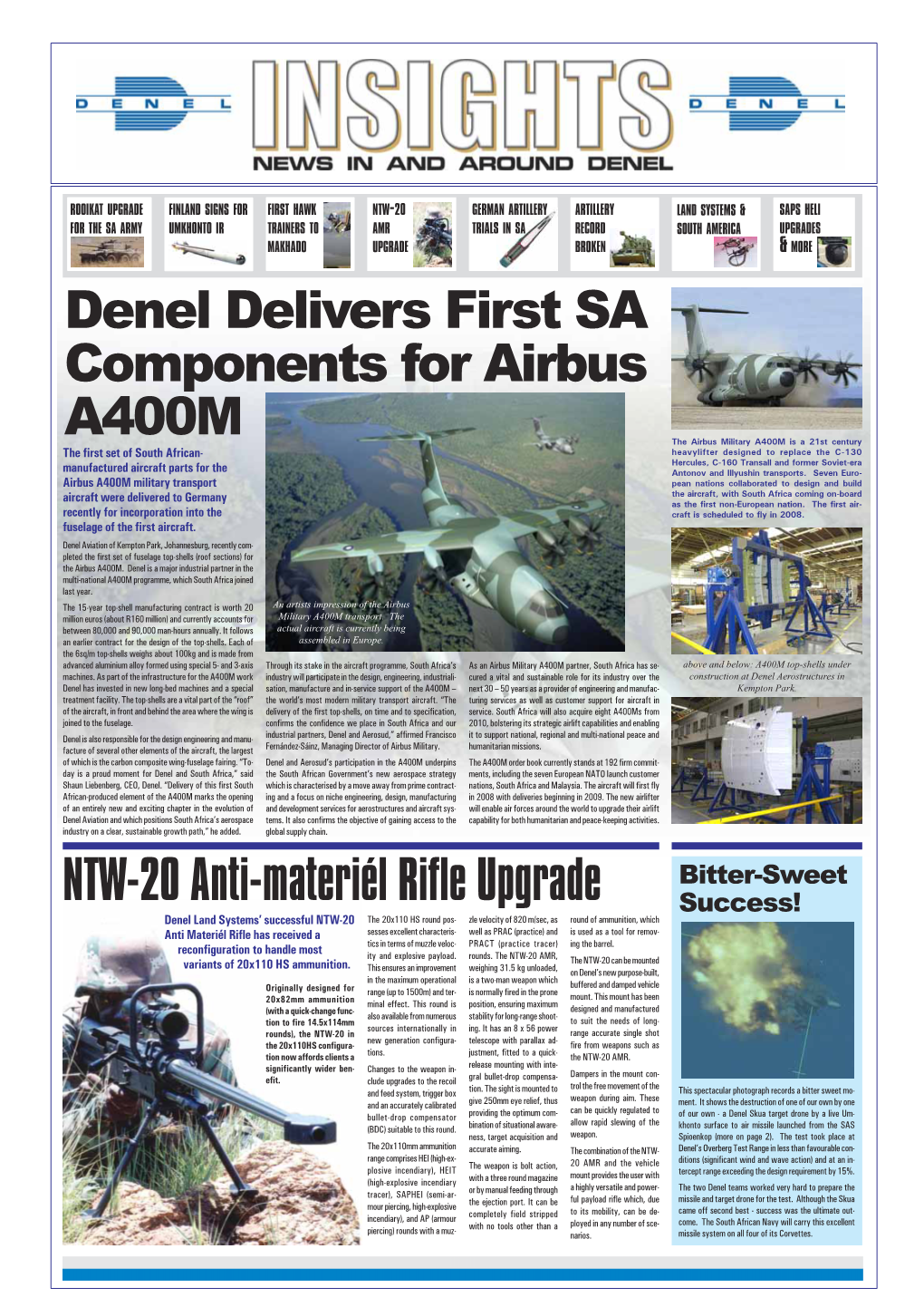 Denel Delivers First SA Components for Airbus A400M NTW-20 Anti