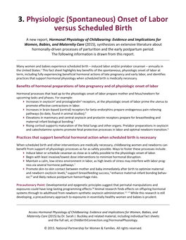3. Physiologic (Spontaneous) Onset of Labor Versus Scheduled Birth