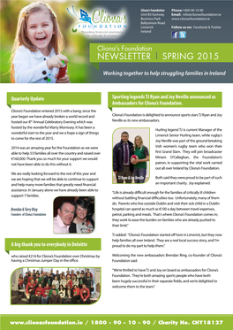 Clionas Foundation Spring Newsletter 2015